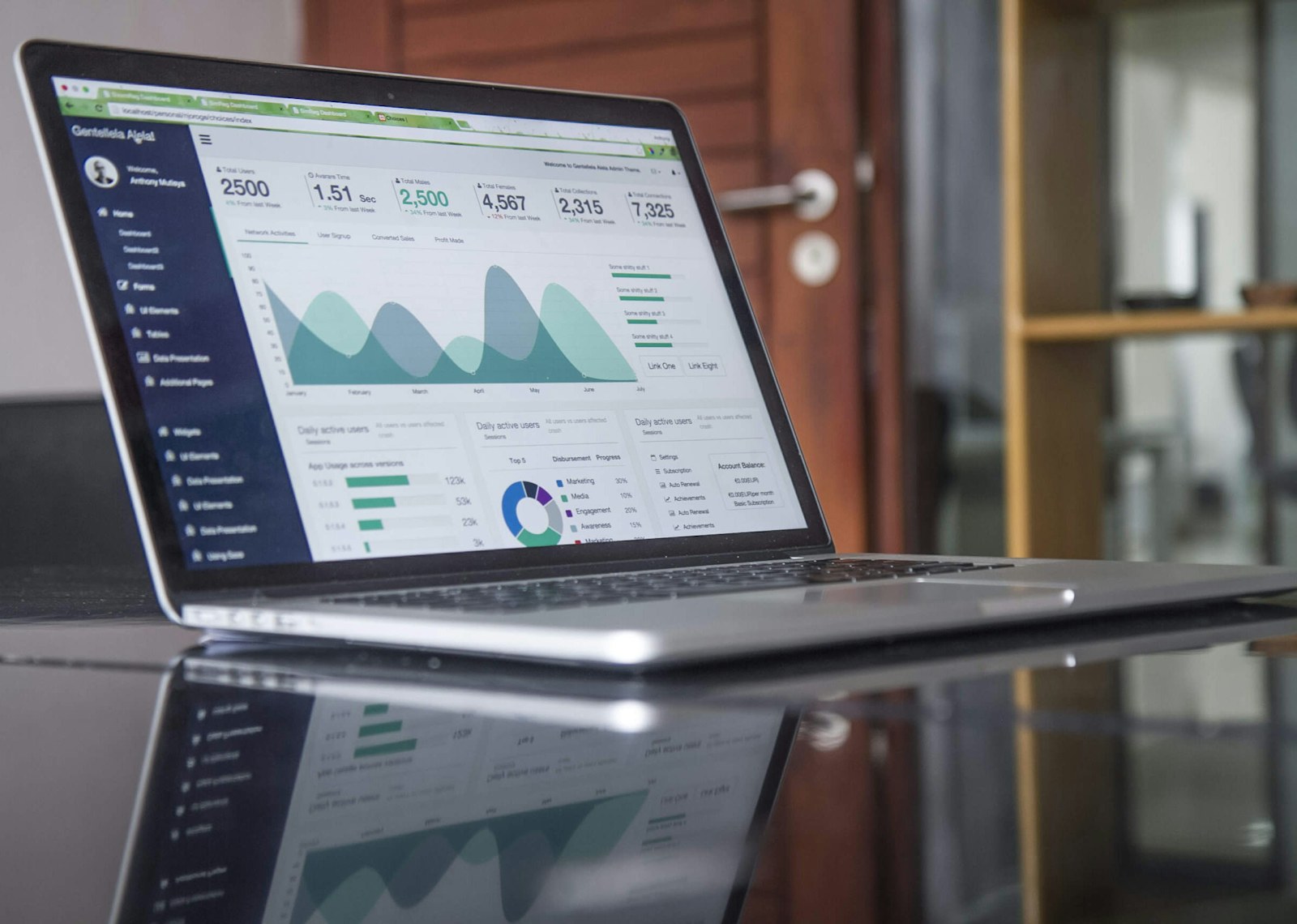 Business owner reviewing website performance on a laptop